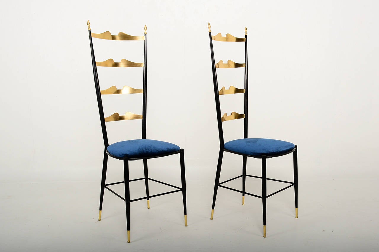 Painted Pair of Chiavari Italian Chairs