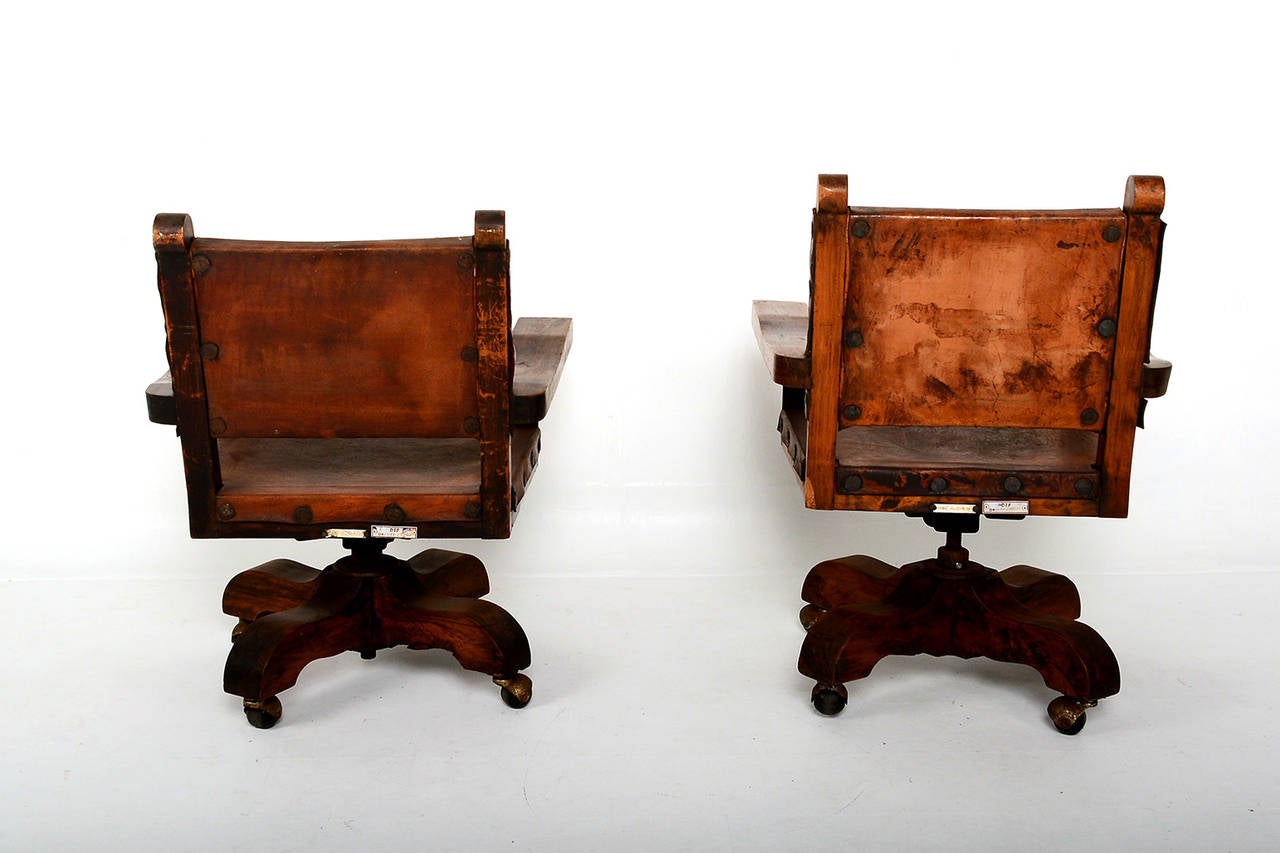 Leather Pair of Mexican Office Chairs