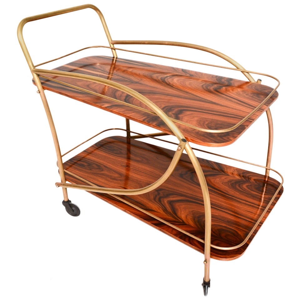 Brazilian Rosewood Doble Deck Service Cart