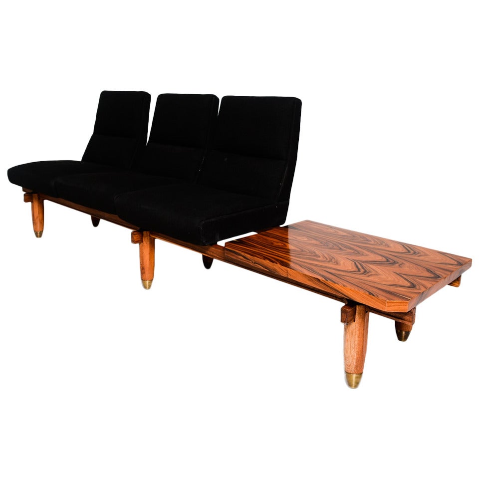 Three-Seat Sofa and Table Bench Mid Century Modern Period
