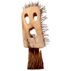Abstract Sculpture Mask, Wood and Nails 10
