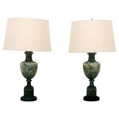 Pair of Hollywood Regency Marble Table Lamps