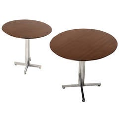 Pair of Custom Side Tables with Aluminum Base and Walnut Top 12