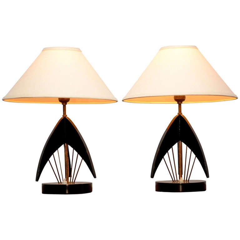 Pair of MCM Atomic Table Lamps For Sale at 1stdibs