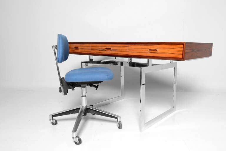 Mid Century Danish Modern Brazilian Rosewood Desk in the Style of Bodil Kjaer 3