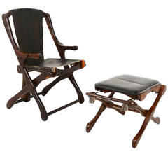Don Shoemaker Folding Chair with Matching Ottoman 7