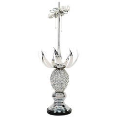 Hollywood Regency Chrome-Plated Pineapple Table Lamp 6