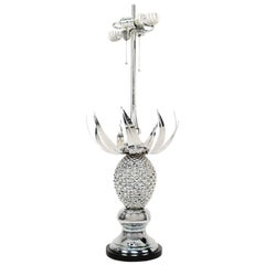 Hollywood Regency Chrome-Plated Pineapple Table Lamp