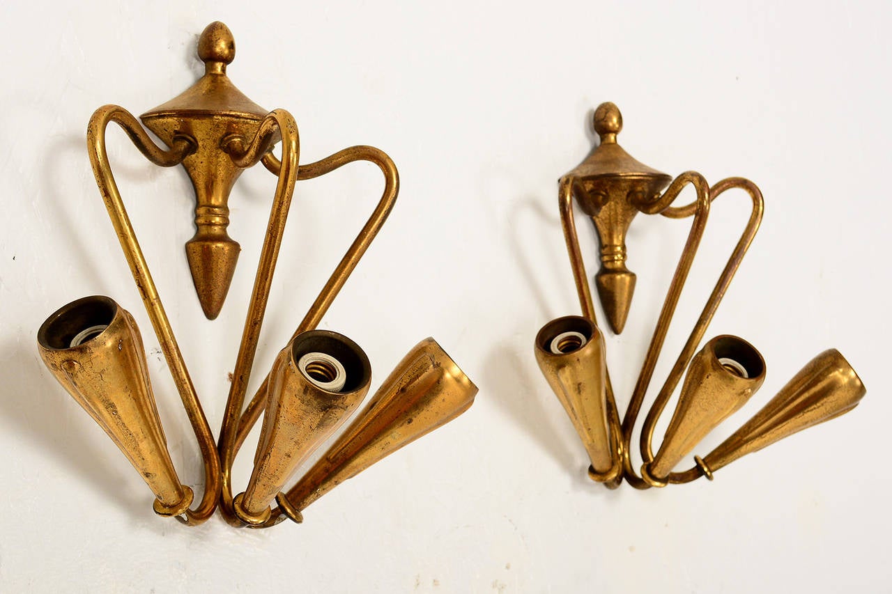 Mid-Century Modern Pair of Italian Wall Sconces