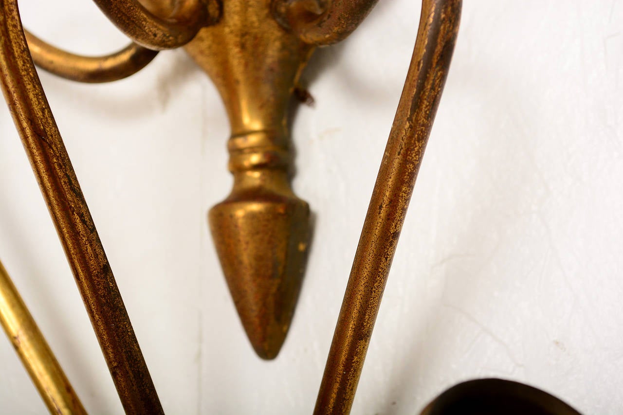 Patinated Pair of Italian Wall Sconces