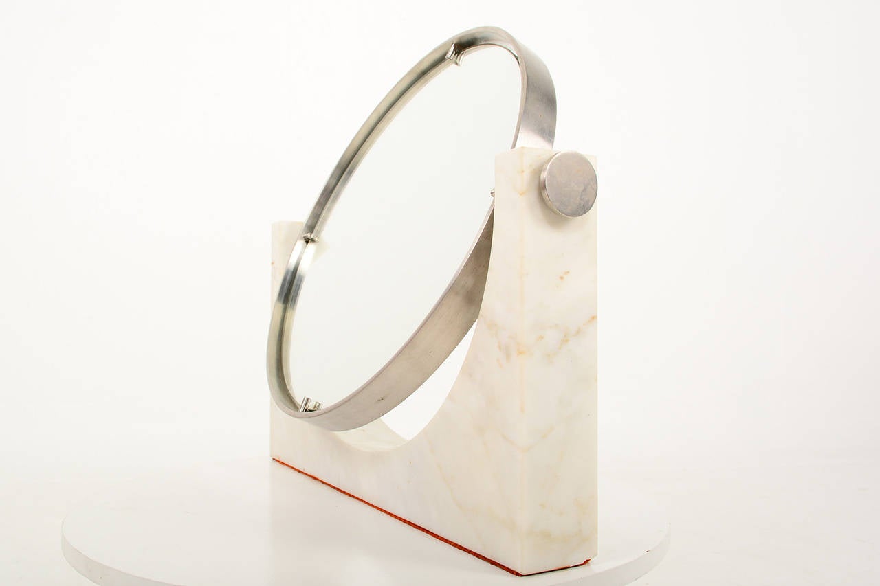 Patinated Mid Century Modern Italian Marble Vanity Mirror