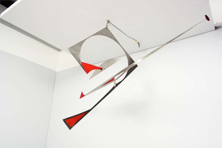 Mid-Century Modern Stainless Steel Hanging Mobile Sculpture