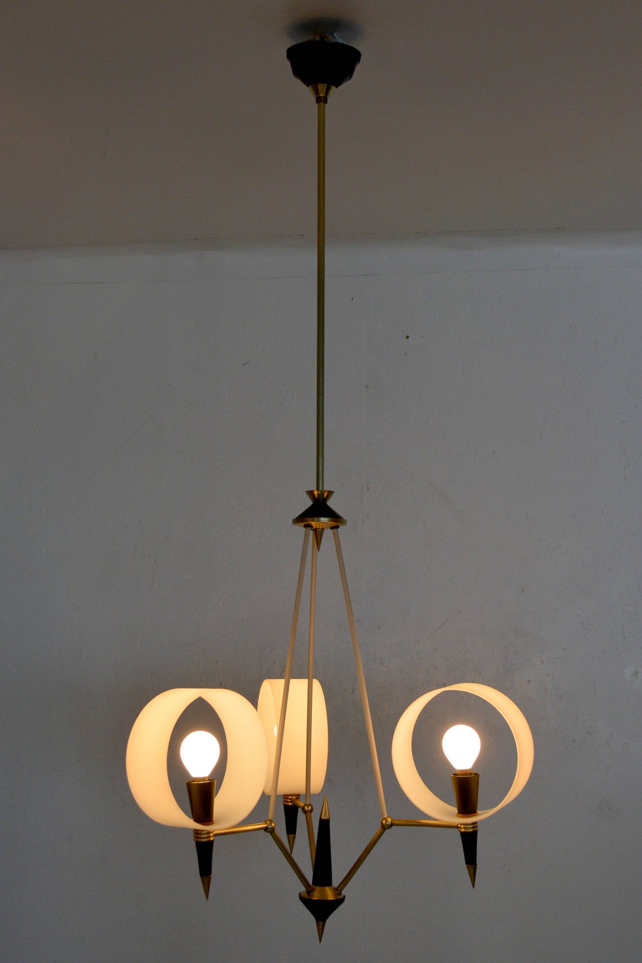 Mid Century Modern  Italian Chandelier with Three Arms 3