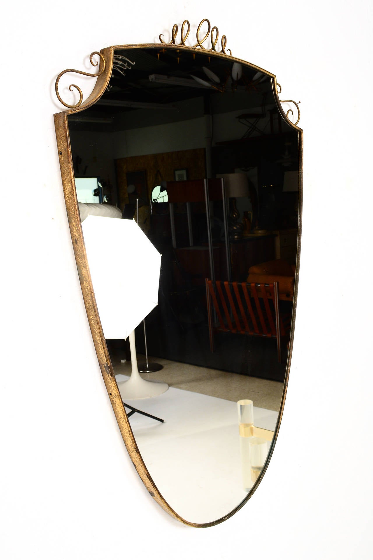 Italian Mirror with Oval Brass Frame 1