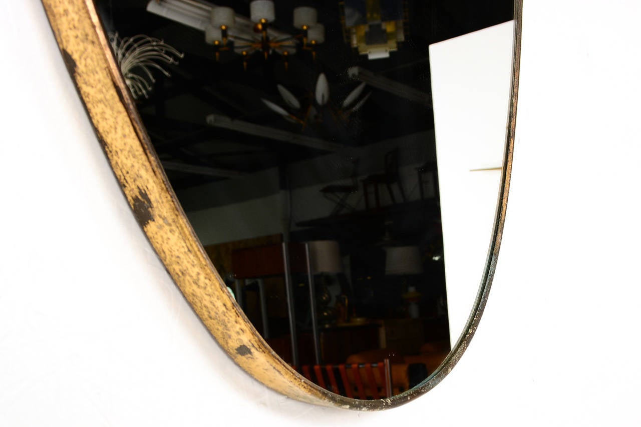 Italian Mirror with Oval Brass Frame In Excellent Condition In Chula Vista, CA