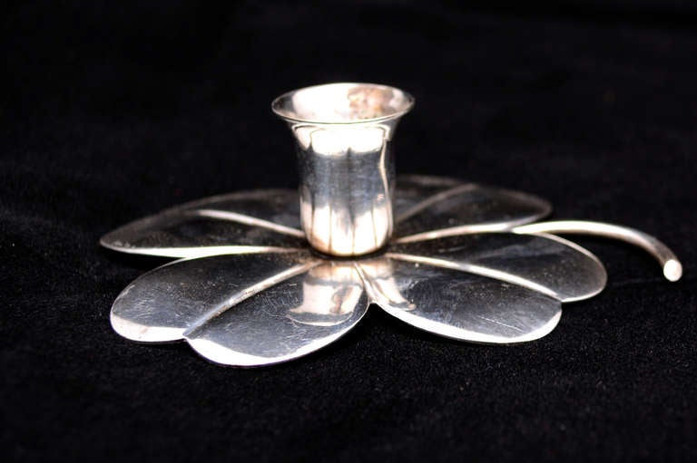 Danish Carl Frederik Christiansen Shamrock Candleholders