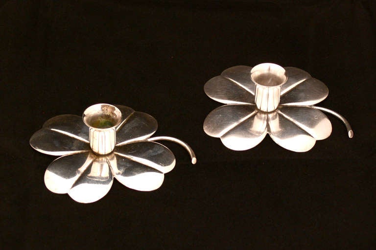 Carl Frederik Christiansen Shamrock Candleholders In Excellent Condition In Chula Vista, CA