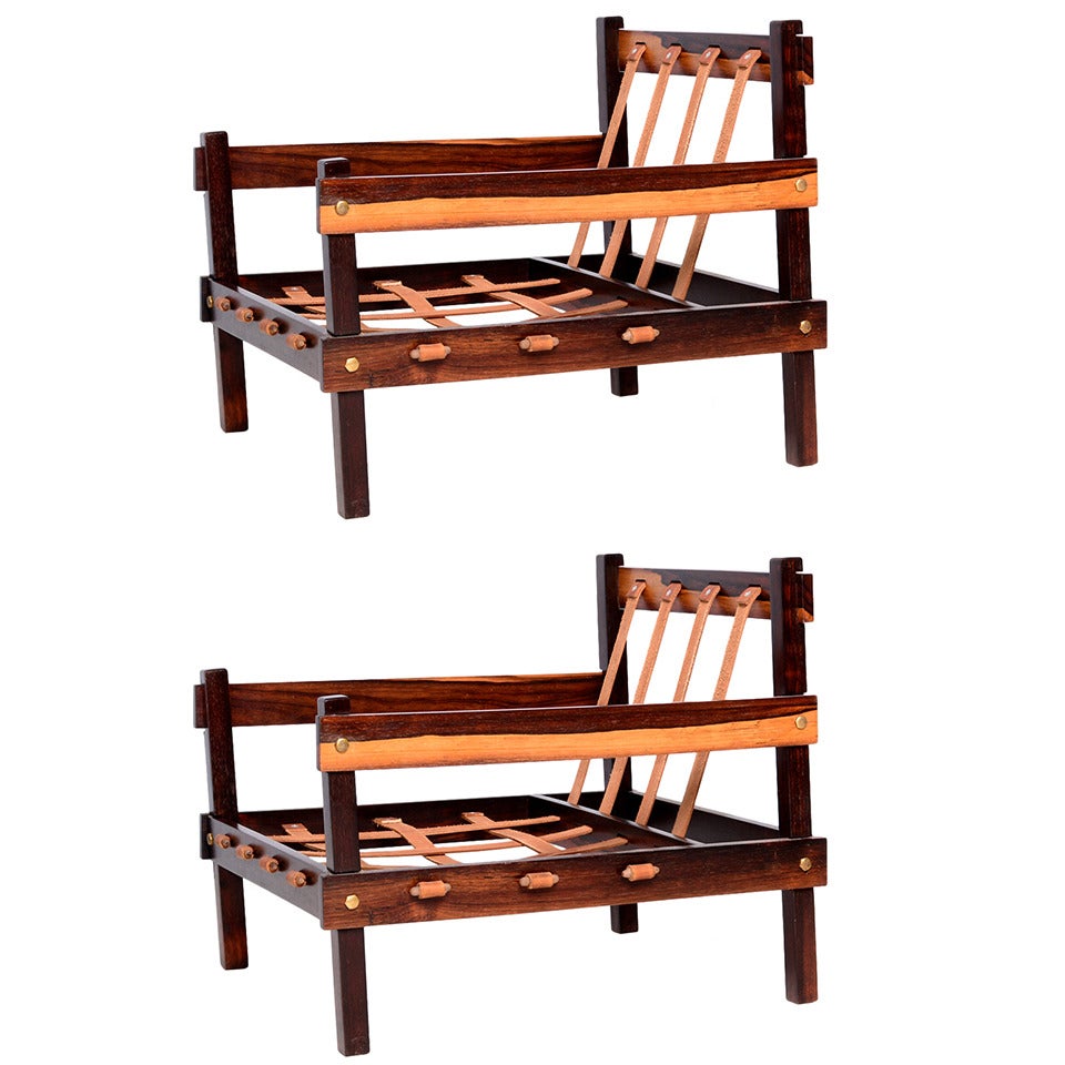 Mid Century Modern Pair of Brazilian Rosewood Chairs