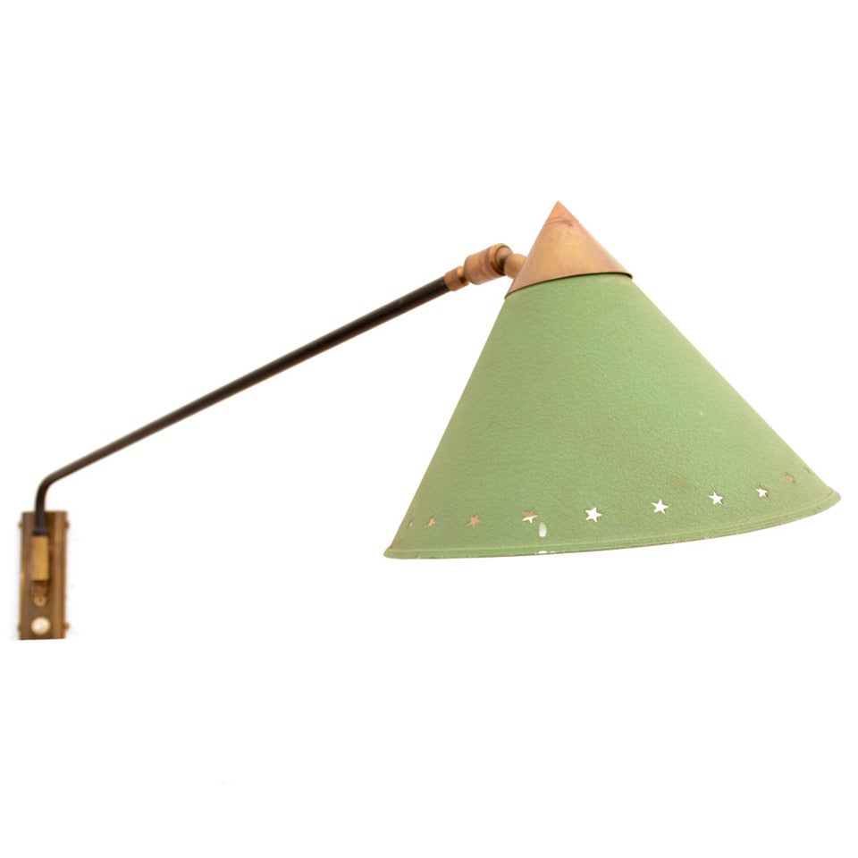 Mid Century Modern Pierre Guariche Style Green Wall Sconce