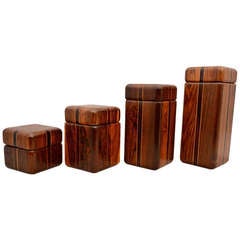 Retro Don Shoemaker Set of Cocobolo Canister Boxes