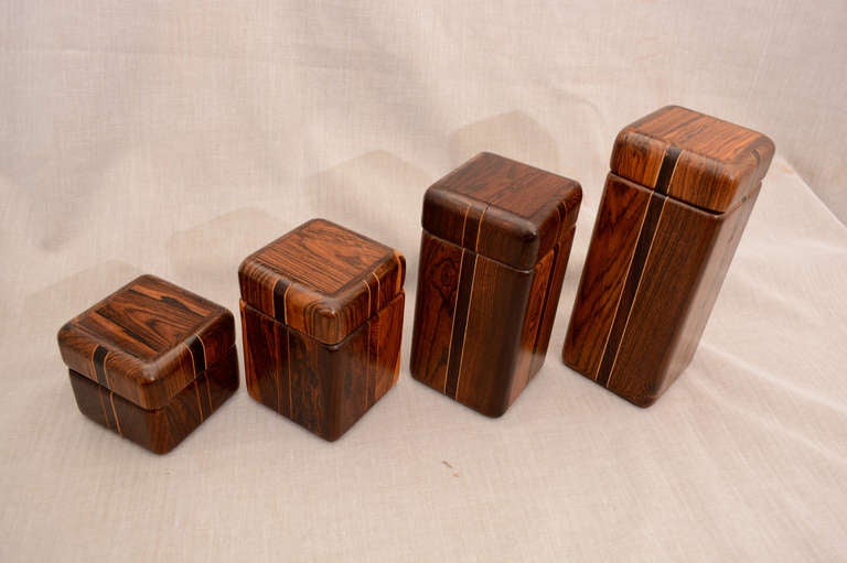 Mexican Don Shoemaker Set of Cocobolo Canister Boxes