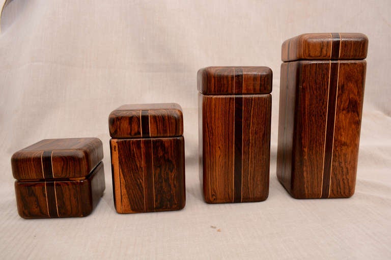 Don Shoemaker Set of Cocobolo Canister Boxes In Excellent Condition In Chula Vista, CA