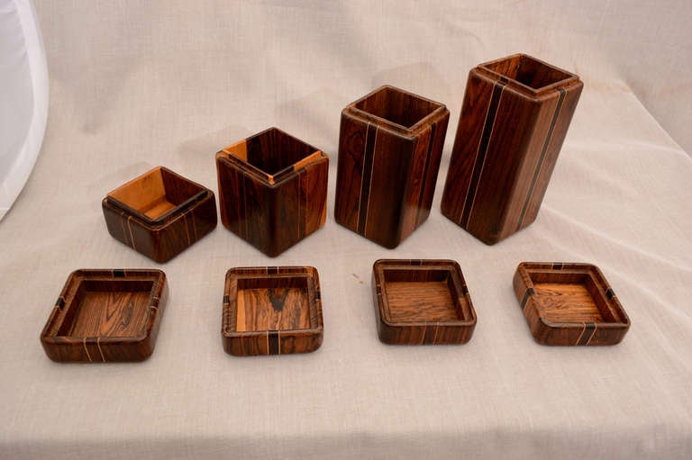 Mid-20th Century Don Shoemaker Set of Cocobolo Canister Boxes