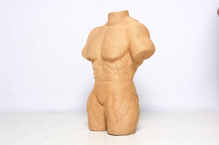 Scandinavian Modern Strong Muscular Man, Paper Rope Body Sculpture