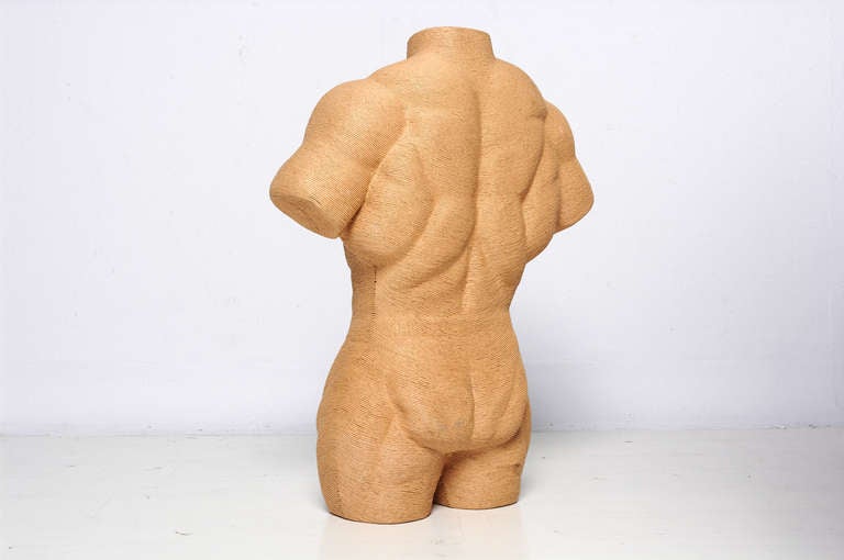 Unknown Strong Muscular Man, Paper Rope Body Sculpture