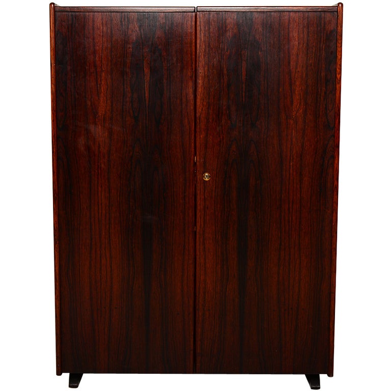 Mid Century Danish Modern Rosewood Hideaway Desk Cabinet For Sale