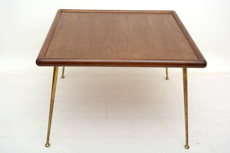 For your consideration a side table by Robsjohn-Gibbings for Widdicomb. Walnut wood with brass legs. 

Square shape.