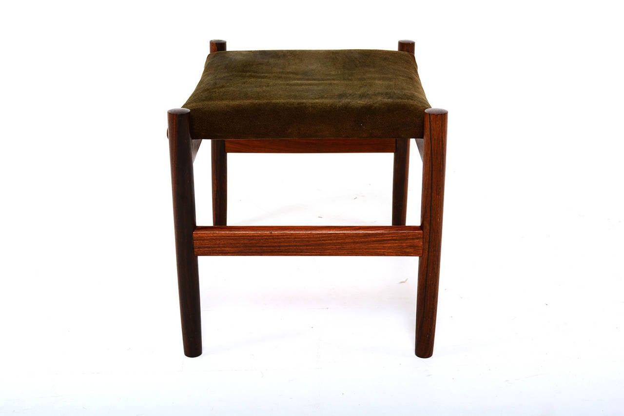For your consideration a rosewood foot stool with green leather