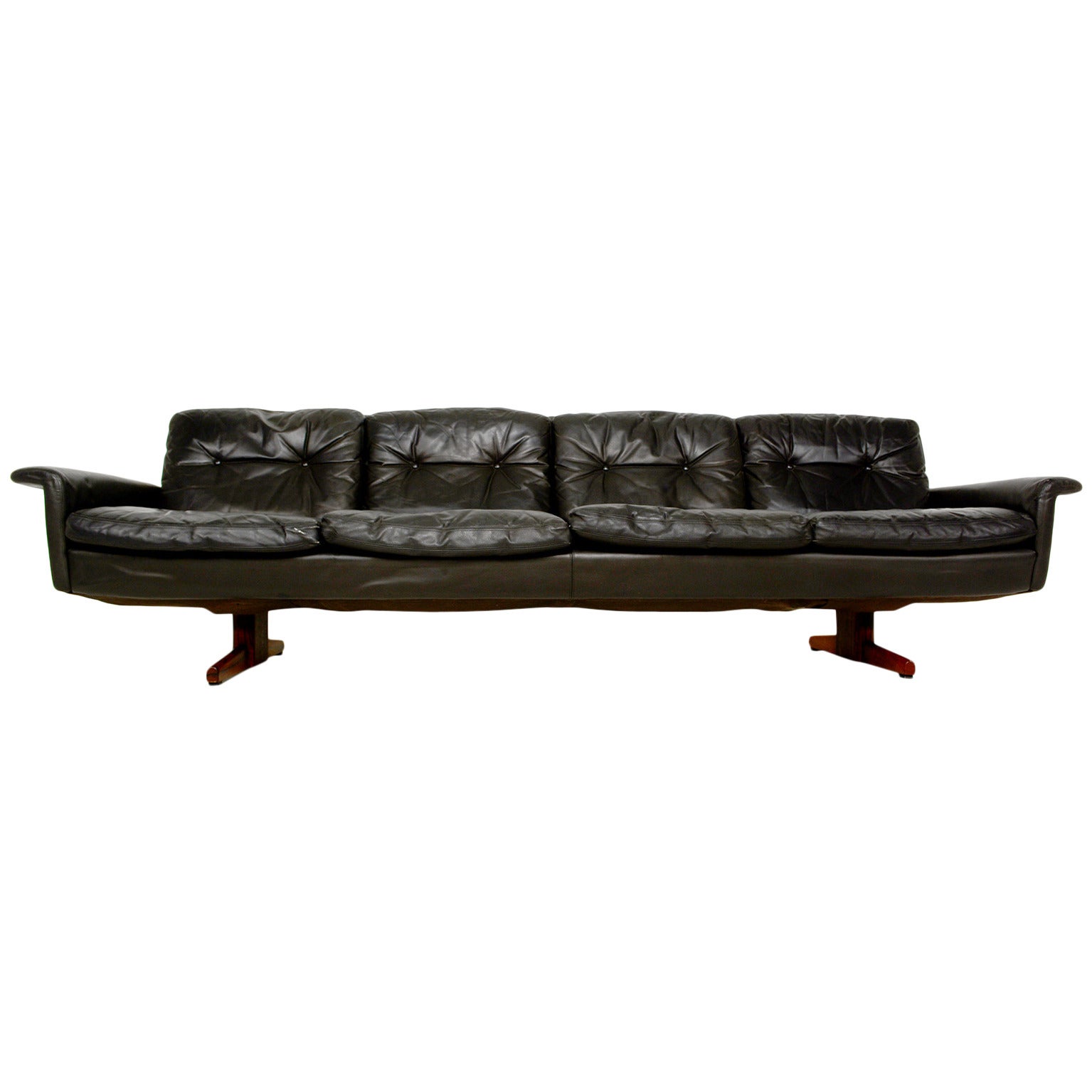 Vatne Mobler Leather and Rosewood Sofa