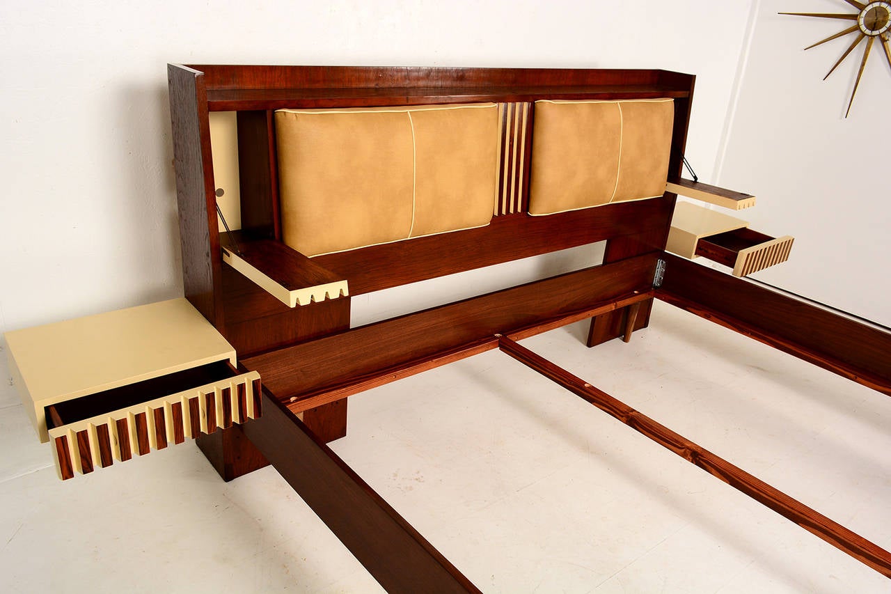 king platform bed with floating nightstands