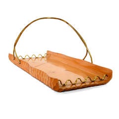 Aldo Tura Cusano Macabo Milano Wood and Brass Basket