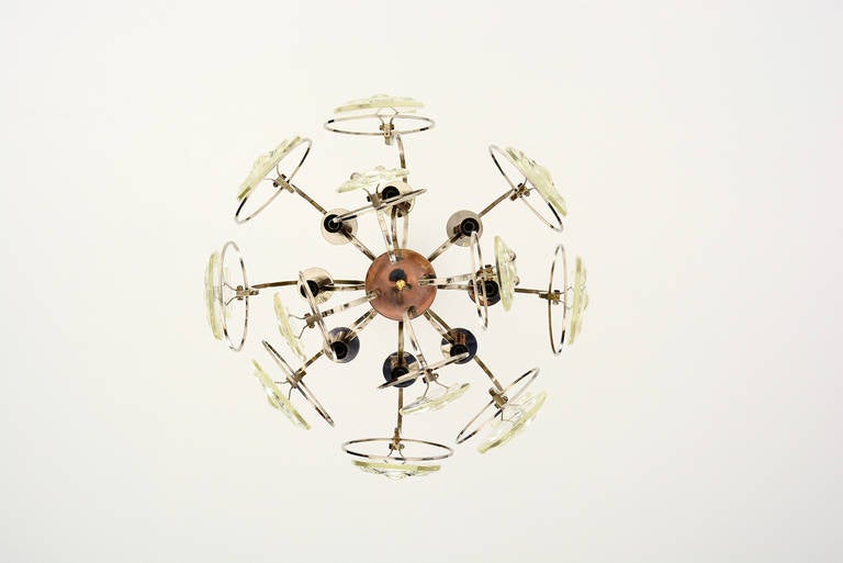 Lustre en verre optique italien Oscar Torlasco pour Stilkronen des années 1970 en vente 7