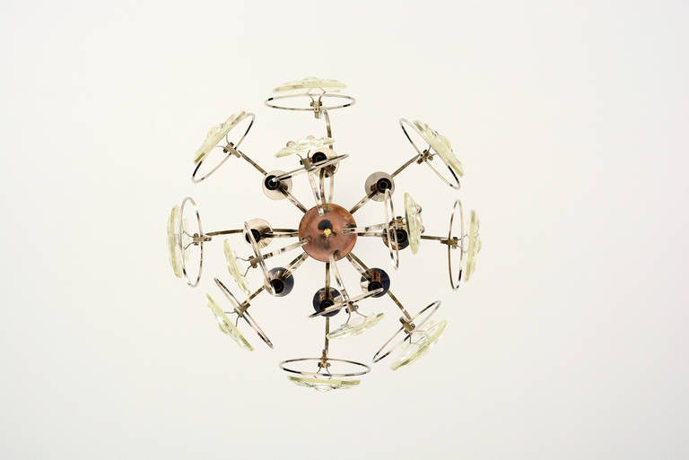 1970s Oscar Torlasco For Stilkronen Italian Crystal Optical Glass Chandelier For Sale 7