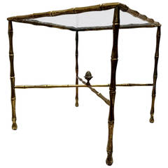 Custom Faux Bamboo Brass Side Table by Arturo Pani 11