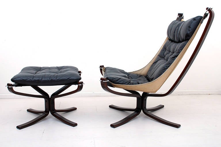 Scandinavian Modern Falcon Chair with Ottoman