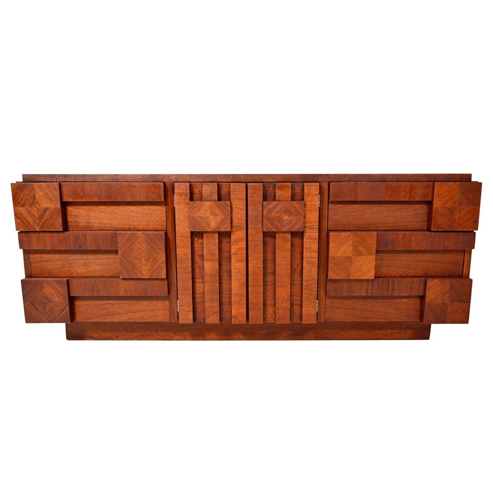 Lane Brutalist Triple Dresser / Credenza