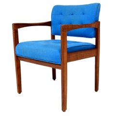 1950s Style Gerald McCabe Armchair Sculptural Walnut Wood and Blue