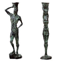 Mid Century Modern Bronze Sculpture Holders After Giacometti 9