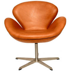 Swan Leather Chair. Five star base.