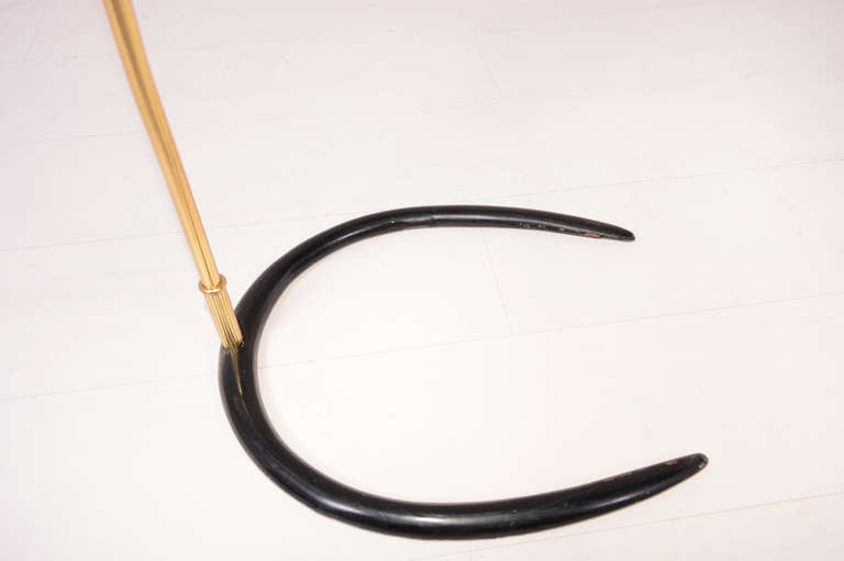 Brass Italian Floor Lamp Horseshoe Base