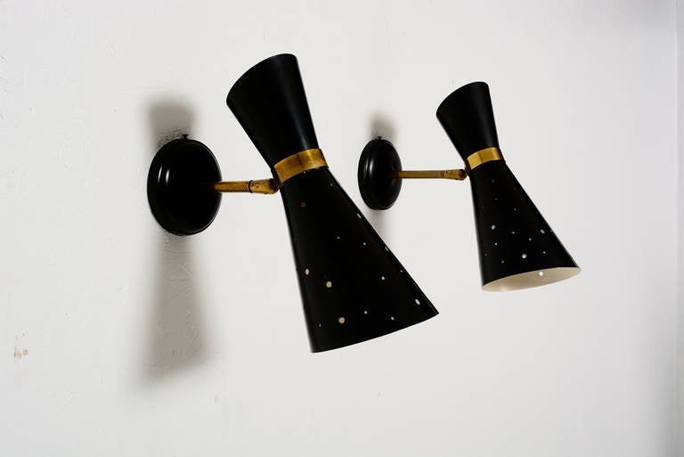 Mid-20th Century Pair of Sconces Attributed to Stilnovo
