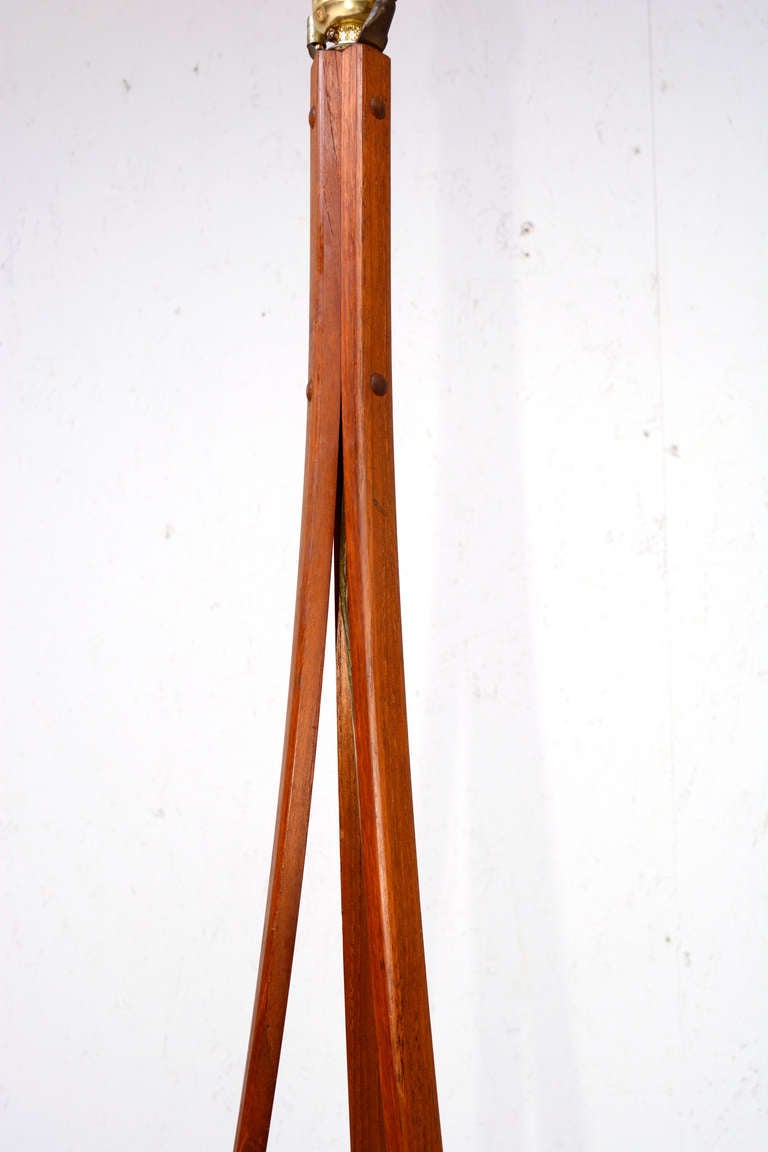 Mid-20th Century Alder Design Teak Tripod Floor Lamp Boston MA