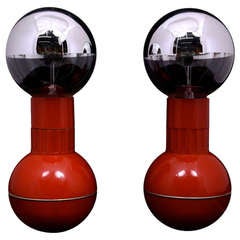 Enzo Mari Table Lamps in Red