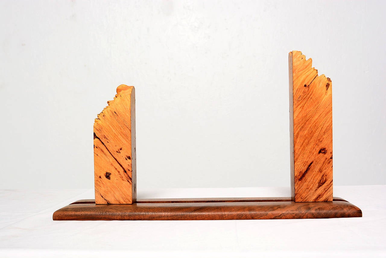 Modern Studio Book Holder in Burl Wood and Walnut