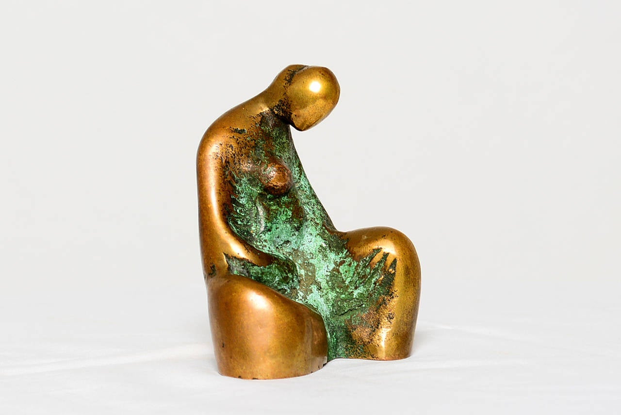 Mid-20th Century Abstract Madonna and Child Bronze Sculpture in the Manner of J Boyd