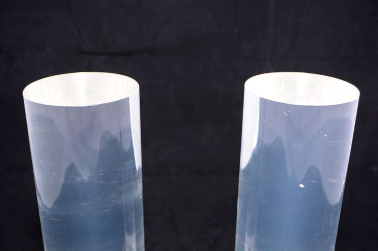 Late 20th Century Karl Springer Lucite Candle Holders  Candlesticks Pair